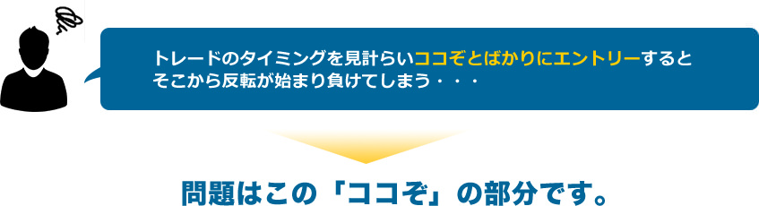 トレードのタイミングを見計らってココぞとばかりにエントリーすると、そこから反転が始まり負けてしまう